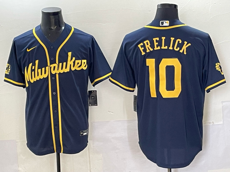 Men Milwaukee Brewers #10 Frelick blue  MLB 2025 Nike Jersey 001->milwaukee brewers->MLB Jersey